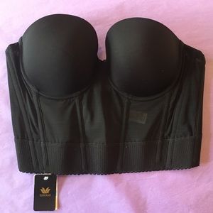 NEW Wacoal Low Back Strapless Longline Bustier 859119 Black